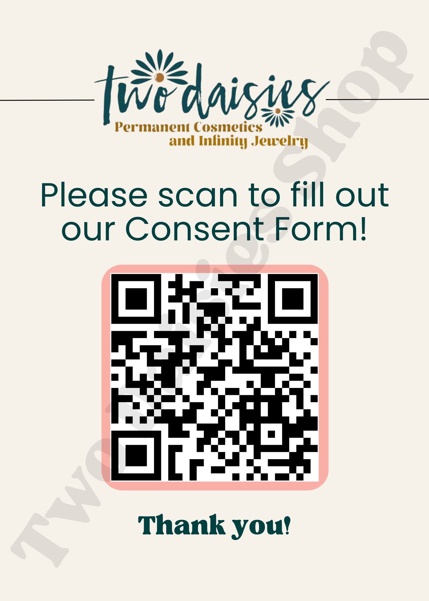 Editable Templates: Permanent Jewelry Business Pricing menus/signs + pamphlet + Consent Form QR code sign