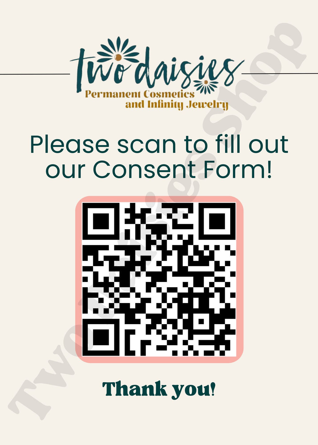 Editable Templates: Permanent Jewelry Business Pricing menus/signs + pamphlet + Consent Form QR code sign