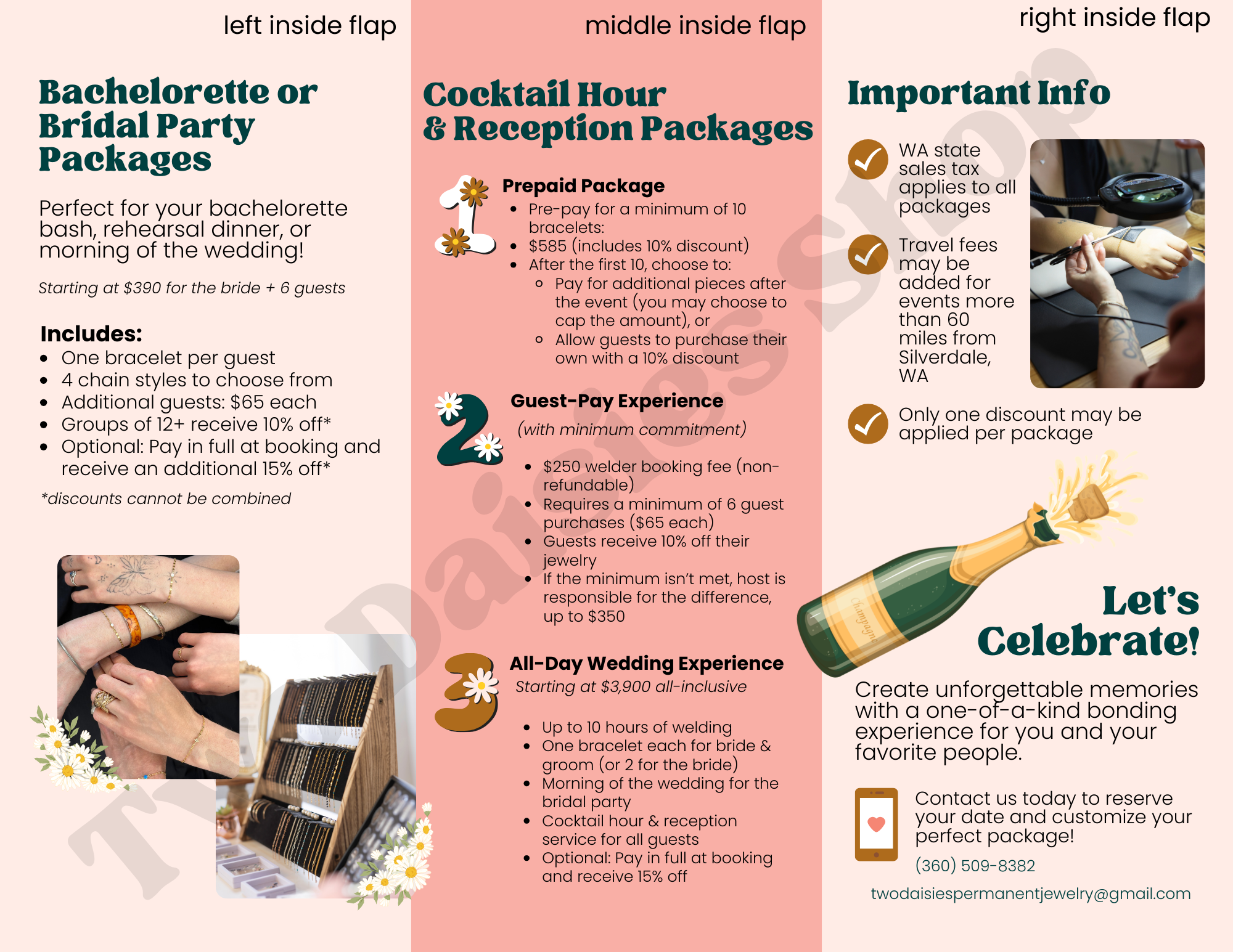 Editable Template: Permanent Jewelry Business Bridal Packages Brochure